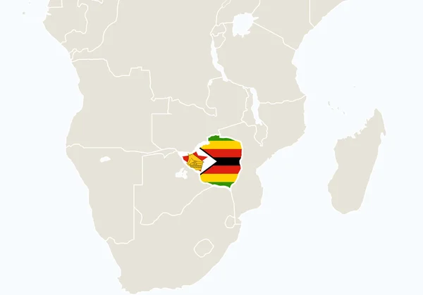 África com destaque Zimbabué mapa . —  Vetores de Stock