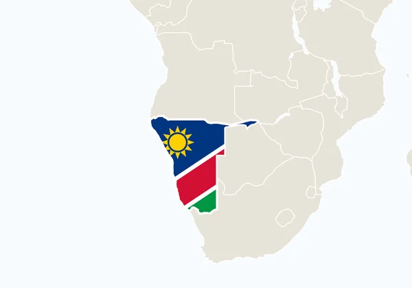 Africa con mappa evidenziata Namibia . — Vettoriale Stock