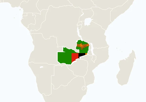 Africa con mappa Zambia evidenziata . — Vettoriale Stock