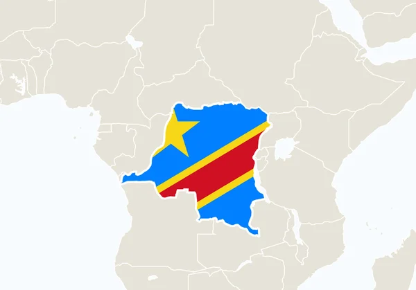 Afrique avec la carte de la République démocratique du Congo mise en évidence . — Image vectorielle