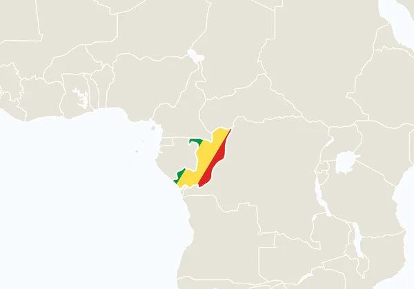Afrika met gemarkeerde kaart van Congo. — Stockvector