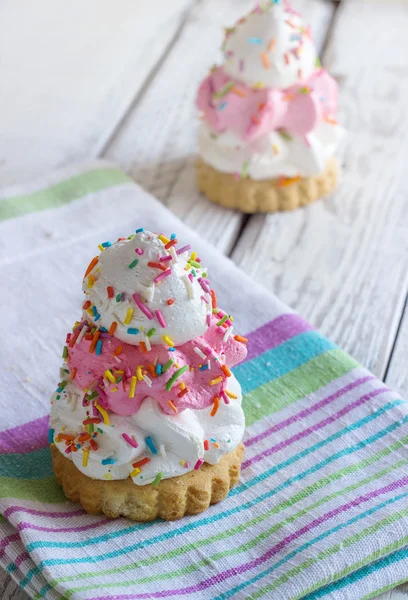 Cake with white cream air — Stock Photo, Image