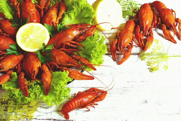 Crawfish on wooden background — Stock Image Crawfish on wooden background Stock Photo