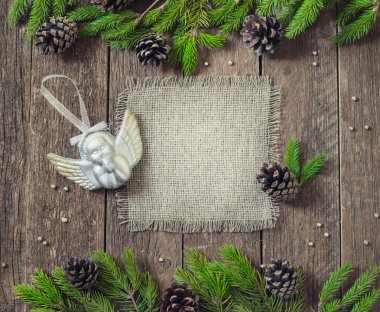 Çerçeve Noel süslemeleri kartı ile yazıtlar için
