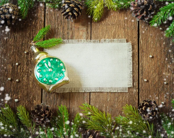 Rahmen für Beschriftungen mit Weihnachtsdeko-Karte — Stockfoto