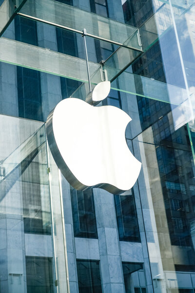 07/07/2013 Apple Inc. logo on the  Apple store in New York Manhattan 5th Avenue