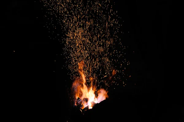 Sparks from the fire in the forge — Stock Photo, Image