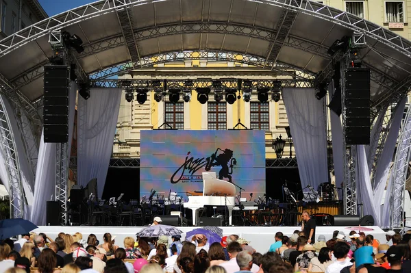 Lviv, Ukrayna - Haziran 2016: Alfa Jazz Fest 2016 açılış Caz Festivali