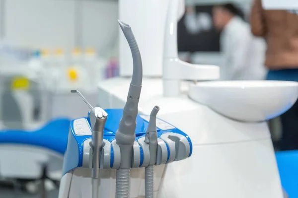 Dentist tools and equipment at dental office . Tools close-up.