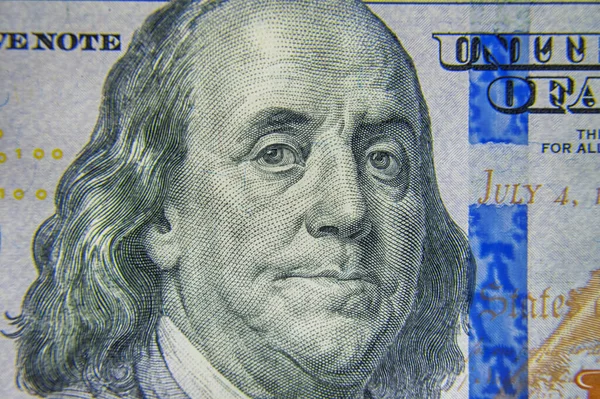 Notas Fechadas Notas Cem Dólares Fragmento Macro Fecho Notas 100 — Fotografia de Stock