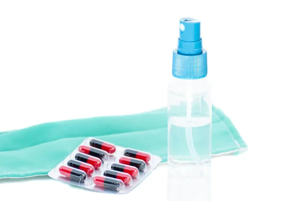 Gyógyszerek Buborékcsomagolásban Fehér Alapon Izolált Gyógyszertabletták Gyógyszertár Gyógyszerek — Stock Fotó