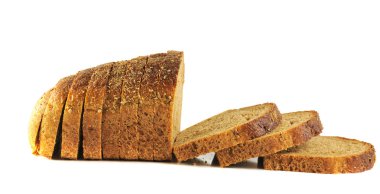 Beyaz arkaplanda izole edilmiş dilimlenmiş ekmek