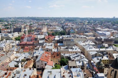 Lviv kuşbakışı, gelen belediye binasının, Ukrayna 