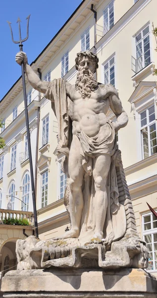 Estátua Neptun. Data de criação 1800-1900 anos. Lvov, Ucrânia — Fotografia de Stock