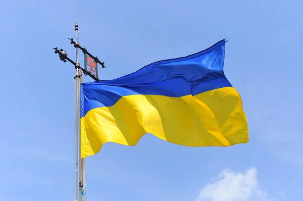 Flag of Ukraine with an emblem of Lviv — Stock Photo, Image