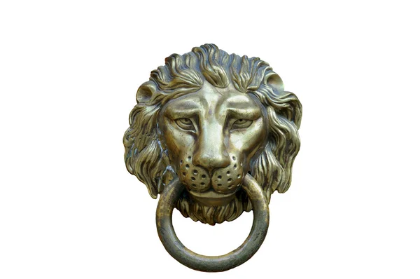 Llamador de puerta de cabeza de león, Llamador antiguo — Foto de Stock