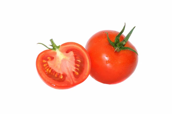 Pomidory. Całe półtora izolowane na białym — Zdjęcie stockowe