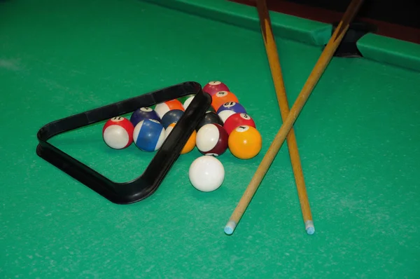 Billiard balls in a pool table. — Stock Photo, Image
