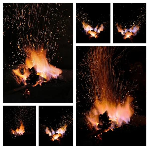 Embers and Flames of a smith's forge — Stock Photo, Image