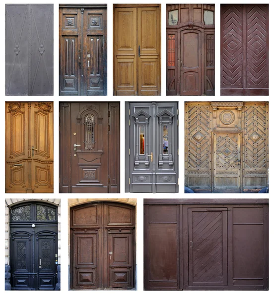 A photo collage l front doors to houses Royalty Free Stock Photos