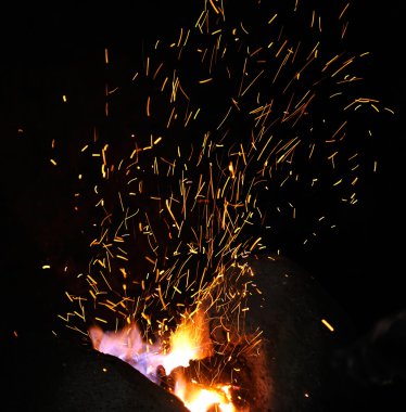 Smithy yangın alev ipuçları sparks closeup ile
