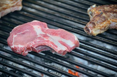 Kızarmış et ve sebze.