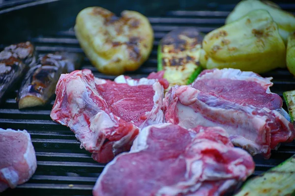 Grilled meat and vegetables — Stock Photo, Image