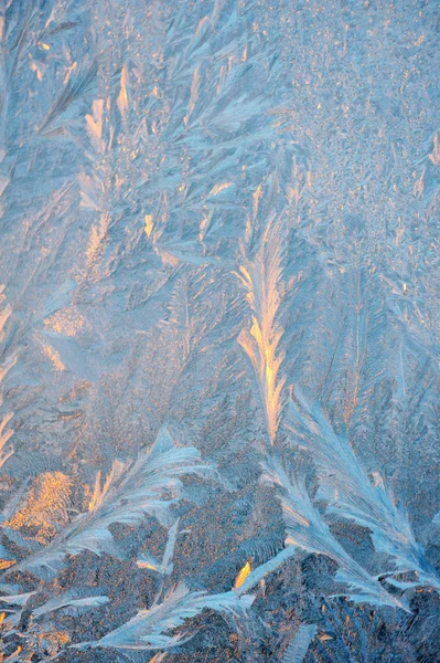 Ice patterns on winter glass — Stock Photo, Image