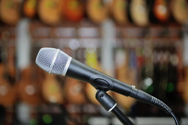 Closeup microphone in a music shop — Stock Photo, Image