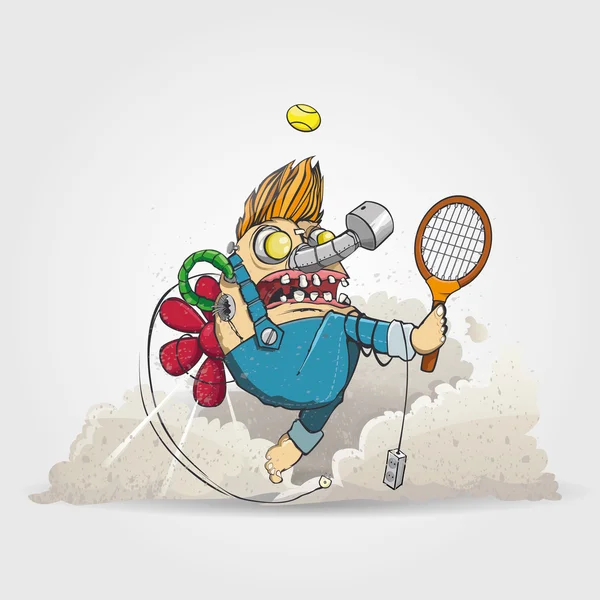 Mechanic Carlsson play in tennis — ストックベクタ