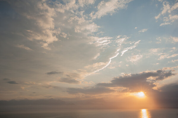 Amazing cloudy sunset over Antalya cosatline