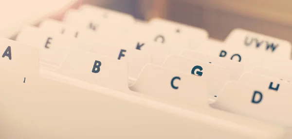 Alphabetical organizer tray for business cards — Stock Photo, Image