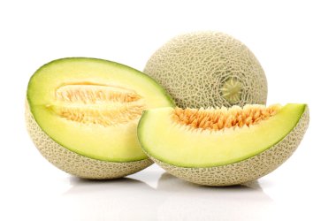 Kavun, karpuz parça beyaz arka plan üzerinde kesme.