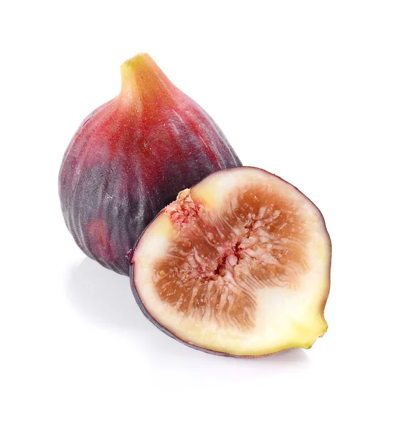 Fresh figs cut half on white background. — Stock Photo, Image