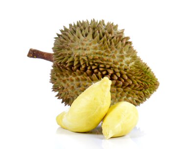 Durian, beyaz arka plan üzerinde meyve Kral.