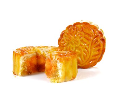 Beyaz arka plan üzerinde Çince ay Festivali için mooncakes.