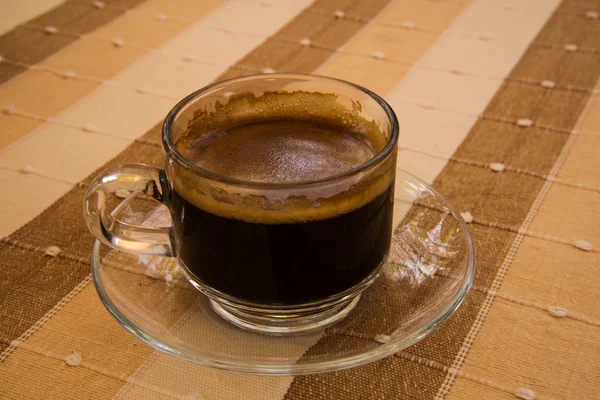 Kaffe, sätta på bomull brun bakgrund. — Stockfoto