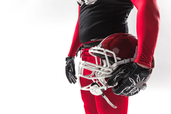 Caucásico Fitness Hombre Como Jugador Fútbol Americano Con Casco Sobre —  Fotos de Stock