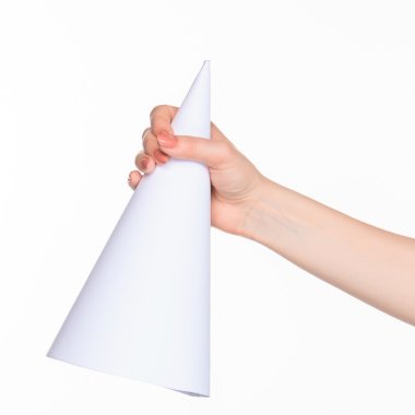 The cone in female hands on white background clipart