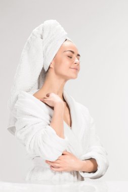 Banyo temiz bir cilt ile kız