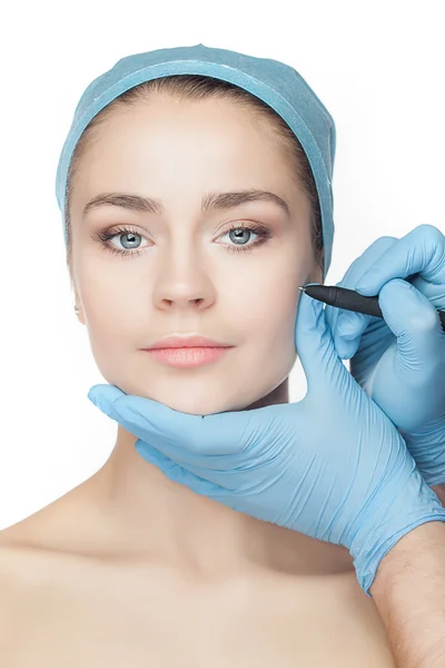 Beautiful young woman before plastic surgery operation. — Stock Photo, Image