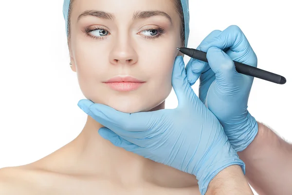 Beautiful young woman before plastic surgery operation. — Stock Photo, Image