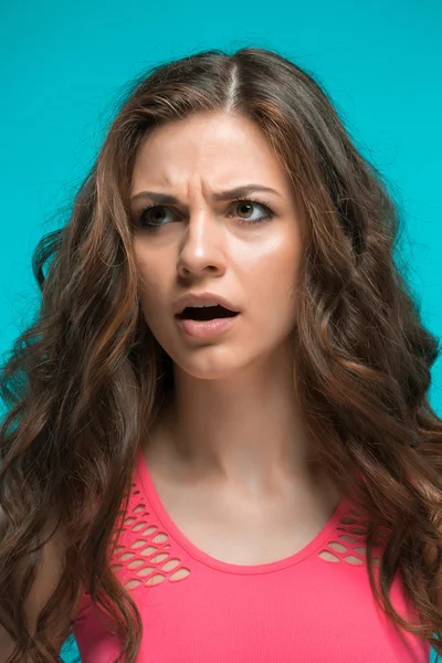 The young womans portrait with thoughtful emotions — Stock Photo, Image