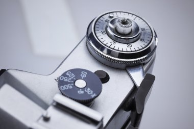 closeup eski retro film kamera objektifi