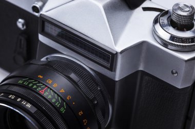 closeup eski retro film kamera objektifi