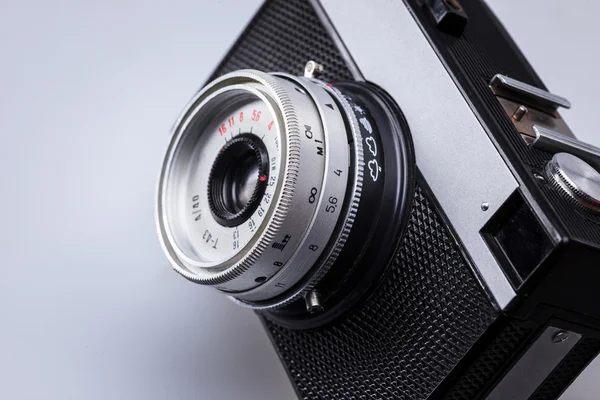 Closeup of old retro film camera lens — Stock Photo, Image