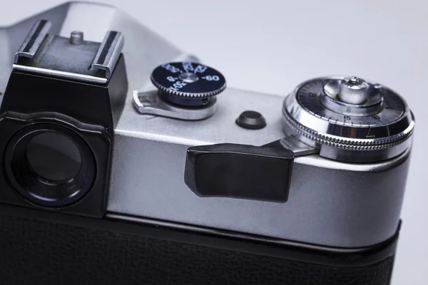 Primo piano del vecchio obiettivo della fotocamera a film retrò — Foto Stock
