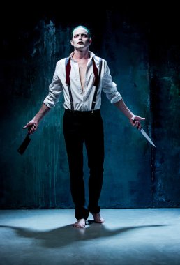 Kanlı Halloween Tema: crazy joker yüz