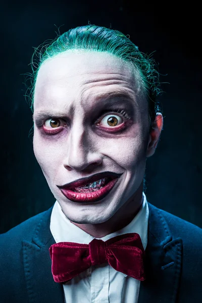 Kanlı Halloween Tema: crazy joker yüz — Stok fotoğraf