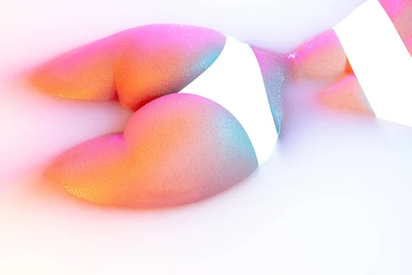 Närbild kvinnlig kropp i mjölkbadet med mjuk glödande i neonljus — Stockfoto